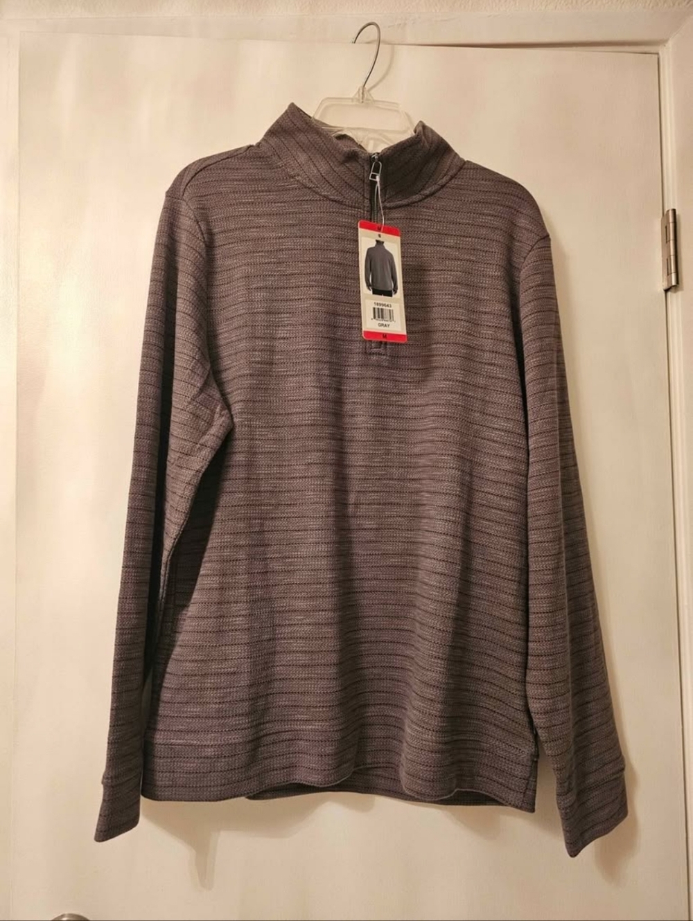 New mens size Medium Dockers quarter zip pullover sweater grey)